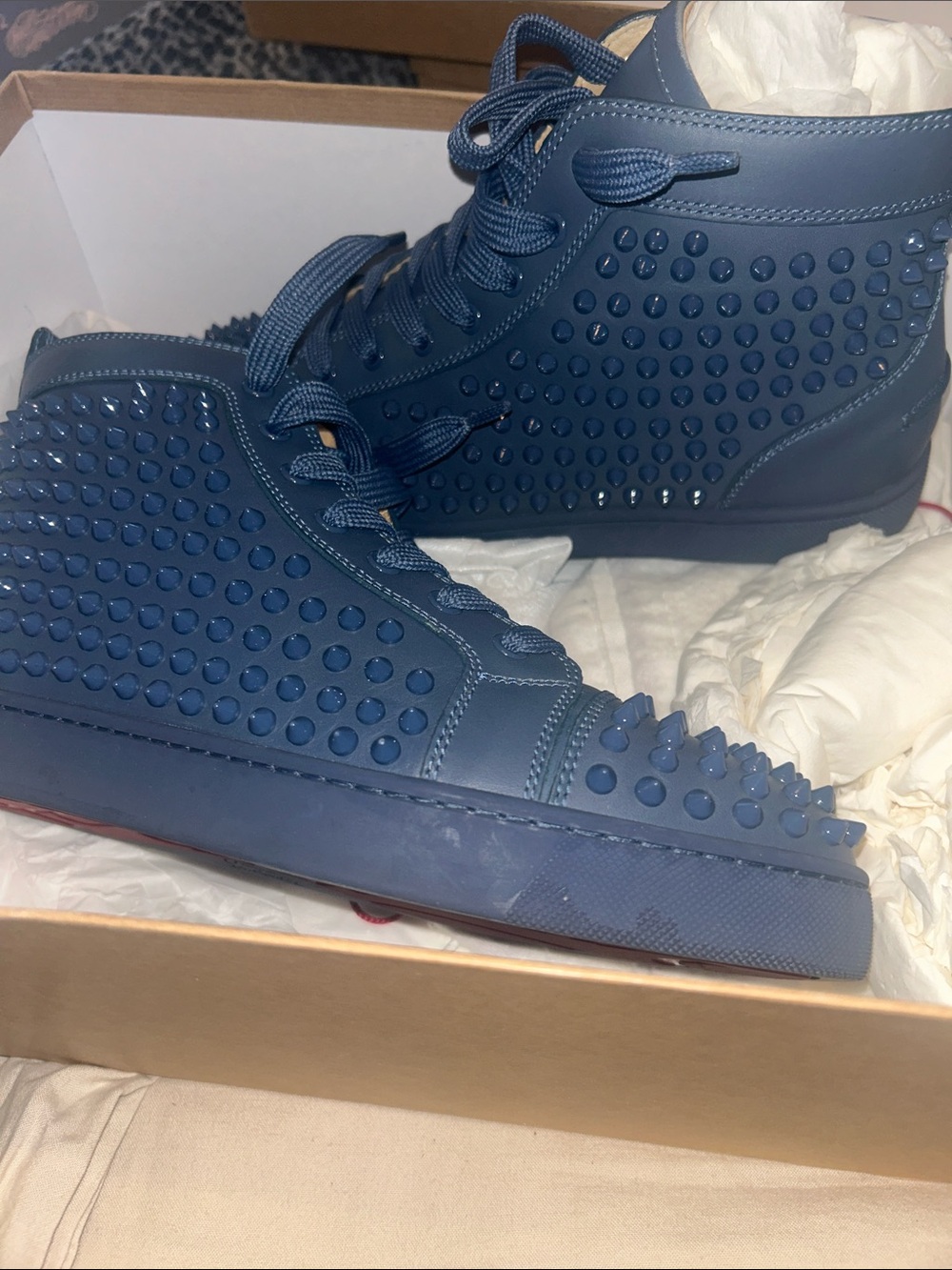 Men's Blue Spiked High-Top Sneakers